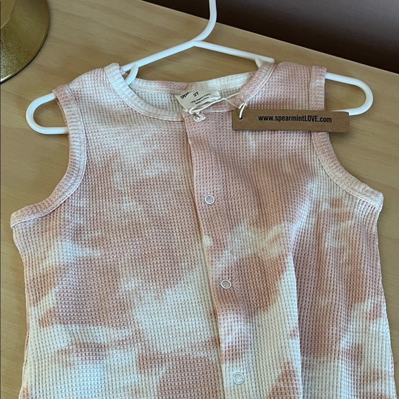 Spearmint Love Pink and Cream Romper - Picture 3 of 3